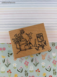 Vintage Great Impressions #H117 Watering Can Garden Rubber Stamp Block, Clean