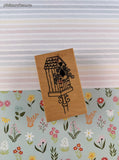 Vintage Great Impressions #F374 Garden Birdhouse Rubber Stamp Block, Clean