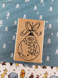 Vintage 2002 Stampendous! #XXM011 Snowman Bauble Rubber Stamp Block, Clean