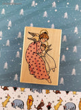 Vintage 1999 Sandi Gore Evans #H25115 Mother/Child Angels Rubber Stamp Block, Clean