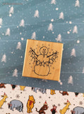 Vintage 2001 PSX #E1809 Winter Snowman w/Garland Rubber Stamp Block, Clean