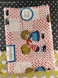 Vintage Patchwork Children Red White Hearts "Love is Contagious" Fabric Remnant, 2-1/4 yd x 44" W