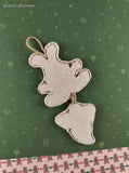 Vintage Soft Fabric Flat Bunny Rabbit w/Carrot Christmas Ornament, Clean
