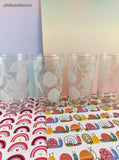 Vintage MCM Frosted Apple Orchard Clear Glass Tumblers Set/4, Clean