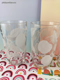 Vintage MCM Frosted Apple Orchard Clear Glass Tumblers Set/4, Clean