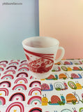 Vintage Hazel Atlas Buck Rogers Outer Space Red White Milk Glass Mug, Excellent Shape
