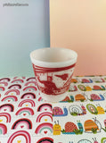 Vintage Hazel Atlas Buck Rogers Outer Space Red White Milk Glass Mug, Excellent Shape