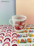 Vintage Hazel Atlas Buck Rogers Outer Space Red White Milk Glass Mug, Excellent Shape