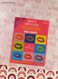 Vintage 2000 Wal-Mart Hallmark Valentines Lips Kisses Full Sticker Sheet, Unused