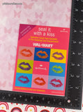 Vintage 2000 Wal-Mart Hallmark Valentines Lips Kisses Full Sticker Sheet, Unused