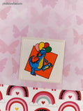 Vintage Dinosaur w/Balloons Rewards Sticker 2" Unpeeled, Unused