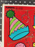 Vintage 1986 Playskool "HAPPY BIRTHDAY!" 180-11 Wooden Frame-Tray Puzzle