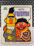 Vintage 1976 Playskool "WE'RE FRIENDS" Sesame Street 315-17 Wooden Frame-Tray Puzzle
