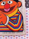 Vintage 1976 Playskool "WE'RE FRIENDS" Sesame Street 315-17 Wooden Frame-Tray Puzzle