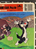 Vintage 1985 Looney Tunes on the Farm Golden Cardboard Frame-Tray Puzzle