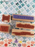Vintage Stampin' Up Happiness Celebrate Set/5 Wooden Block/Rubber Stamps