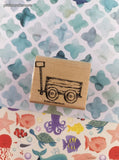 Vintage 2003 Stampin' Up! Cute Lil' Wagon w/Handle Wooden Block/Rubber Stamp