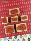 Vintage Stampin' Up! Christmas Set/6 Wooden Block/Rubber Stamps