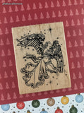 Vintage 1994 PSX Christmas Angel on High Wooden Block/Rubber Stamp