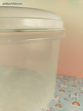 Vintage Rubbermaid Servin' Saver 10 Cups 2.4 L Clear Container w/Almond Lid, CLEAN