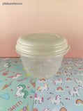 Vintage Rubbermaid Servin' Saver 2 Cups 470 mL Clear Container w/Almond Lid, CLEAN