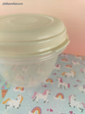 Vintage Rubbermaid Servin' Saver 2 Cups 470 mL Clear Container w/Almond Lid, CLEAN