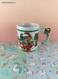 Vintage Christmas Woodland Critters Teddy Bear Mug, Like New