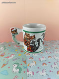 Vintage Christmas Woodland Critters Teddy Bear Mug, Like New