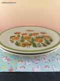 Vintage MCM Meadowbrook Stoneware Orange Tulips JAPAN Dinner Plates Set/2, 10.75"