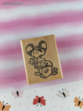Vintage 2004 Ann-ticipations Cute Lil' Mouse "Travel Time" 9684-G Wooden Block/Rubber Stamp CLEAN