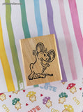 Vintage 2003 Ann-ticipations Cute Lil' Mouse "Celebrating Mouse" 1299-G Wooden Block/Rubber Stamp CLEAN