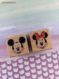 Vintage Rubber Stampede 375-C + 379-C Disney's Mickey & Minnie Mouse Portraits Wooden Block/Rubber Stamps Set/2, CLEAN