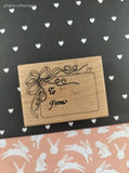 Vintage 1989 PSX F-395 Gift Label To/From Wooden Block/Rubber Stamp