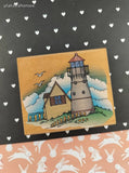 Vintage 1996 Hero Arts #H1055 Lighthouse Scene Wooden Block/Rubber Stamp