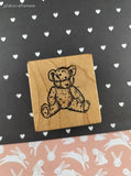 Vintage 1983 PSX Cute Lil' Teddy Bear Wooden Block/Rubber Stamp