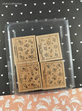 Vintage 2004 Stampin' Up! Fabulous Four Set/4 Wooden Block/Rubber Stamps, CLEAN
