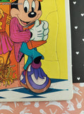 Vintage Disney's Minnie Mouse Golden Cardboard Frame-Tray Puzzle, Nice & Clean