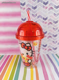 2023 Sanrio Hello Kitty Red Hearts Domed Lid Plastic Tumbler w/Striped Straw