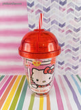 2023 Sanrio Hello Kitty Red Hearts Domed Lid Plastic Tumbler w/Striped Straw