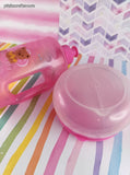 2010 Sanrio Hello Kitty Pink Clear Plastic Water Bottle w/Travel Snack Container
