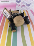Vintage Blossom Bucket Panda Bear w/Tartan Scarf + Heart, Swinging Arms & Legs NWT Miniature Figurine