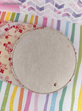 Vintage MCM White & Pink Floral Flower Pots Round Melamine/Enamel Coated Trivet Set/4