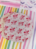 Vintage MCM White & Pink Floral Flower Pots Round Melamine/Enamel Coated Trivet Set/4