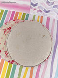 Vintage MCM White & Pink Floral Flower Pots Round Melamine/Enamel Coated Trivet Set/4