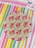 Vintage MCM White & Pink Floral Flower Pots Round Melamine/Enamel Coated Trivet Set/4