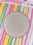 Vintage MCM White & Pink Floral Flower Pots Round Melamine/Enamel Coated Trivet Set/4