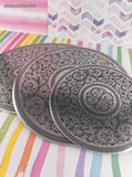 Vintage SHINY Metal Intricately Designed Partridge & Wheat Metal Trivet Set/3, CLEAN
