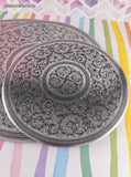Vintage SHINY Metal Intricately Designed Partridge & Wheat Metal Trivet Set/3, CLEAN