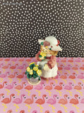 Vintage Enesco Cute as a Button Girl w/Garden Hat & Flowers Figurine