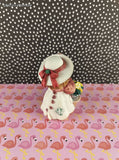 Vintage Enesco Cute as a Button Girl w/Garden Hat & Flowers Figurine